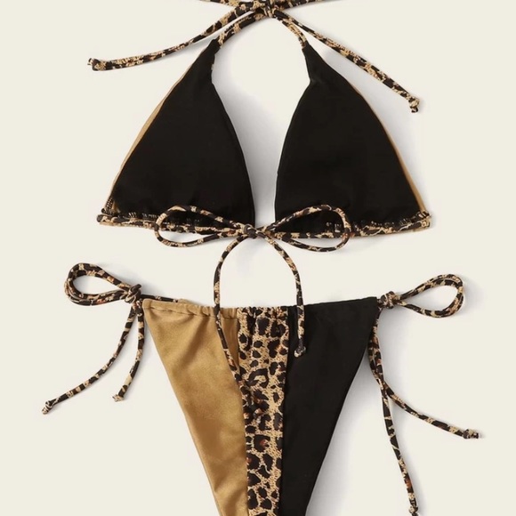 Leopard Print Triangle Tie Bikini - Picture 2 of 3